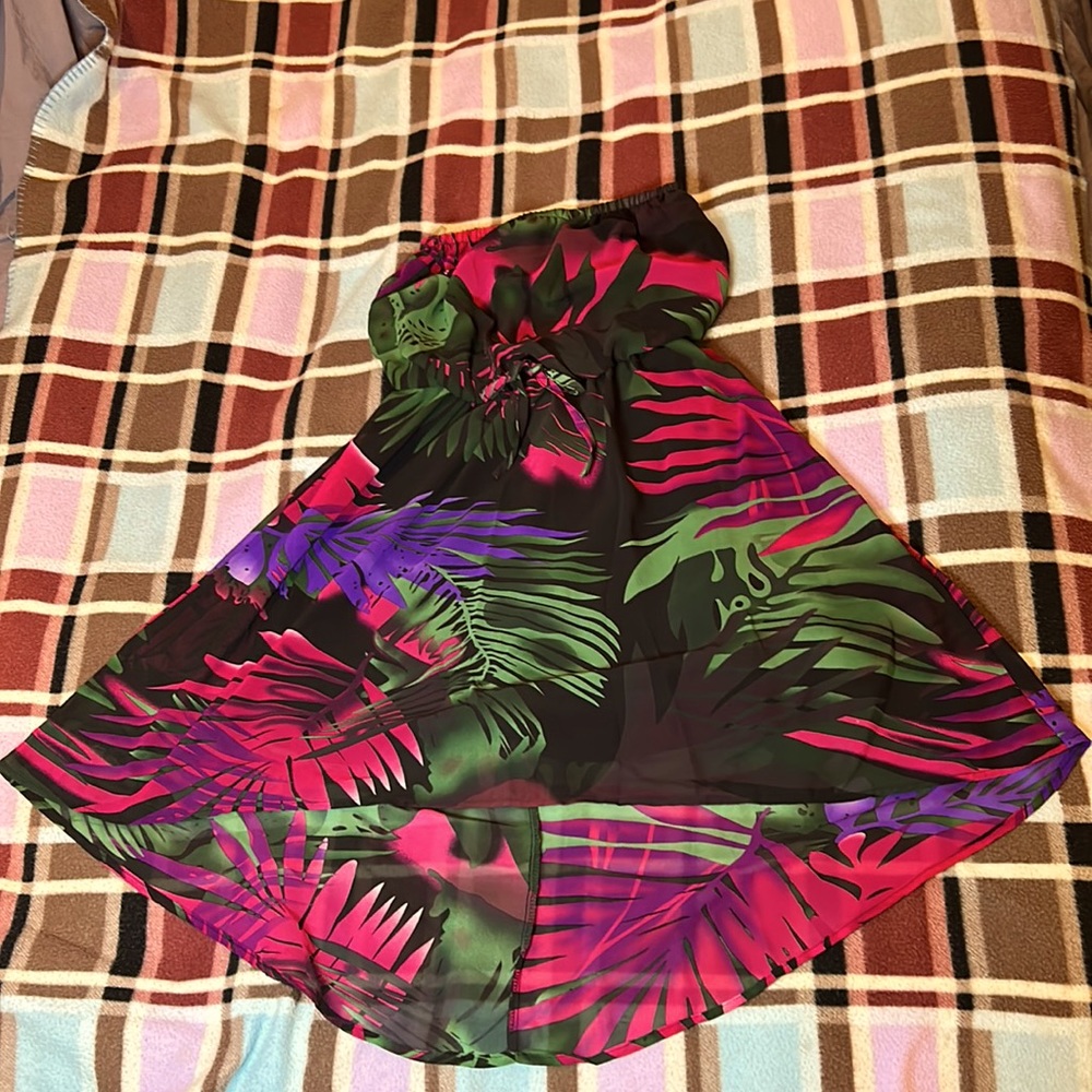 EUC, Charlotte Russe, Tropical Strapless High/low Dress